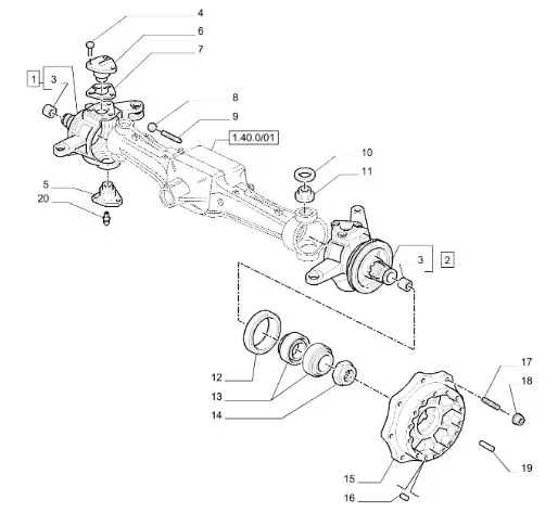 87361688 - Шкворень верх. моста передн. T6/Maxx.